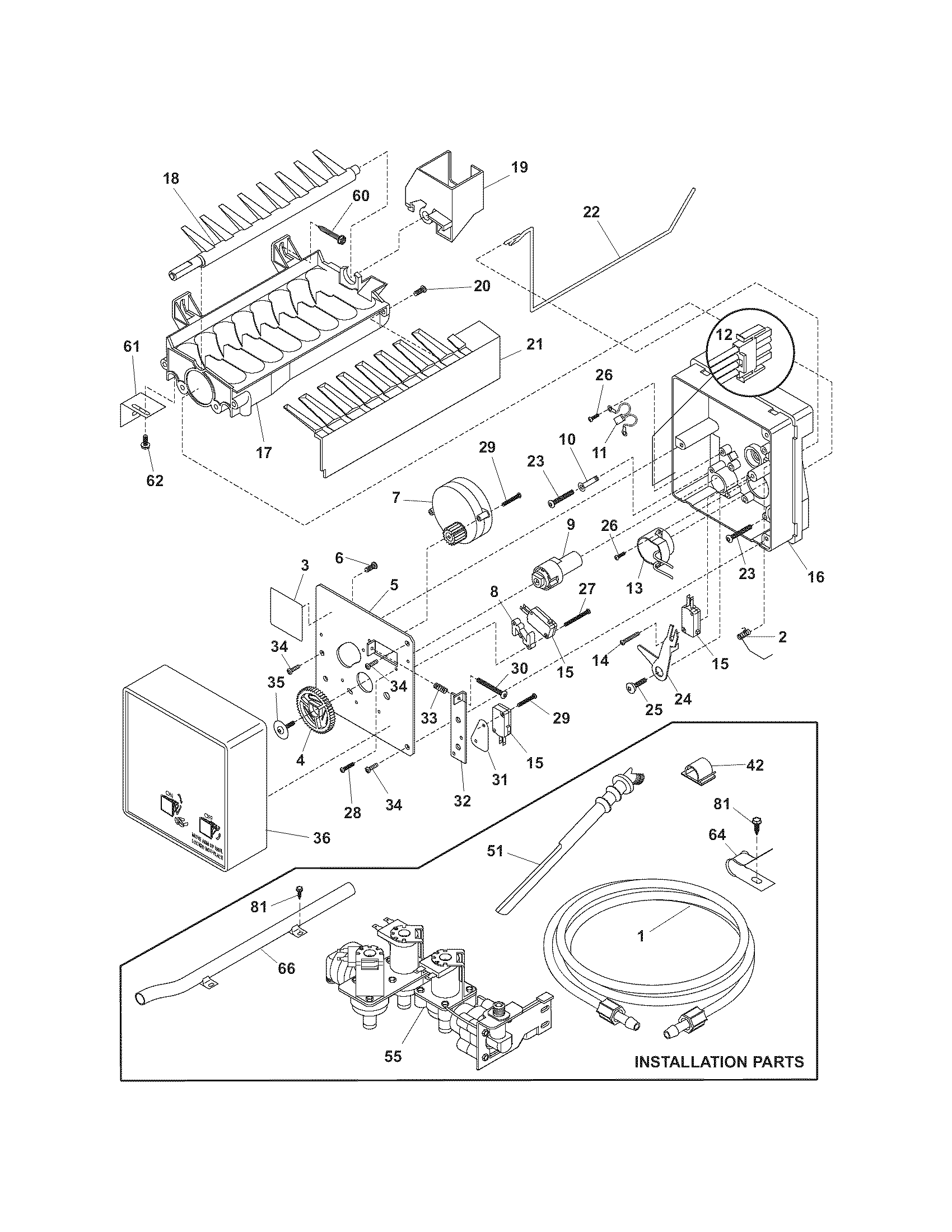 Kenmore Elite 25374221701 ice maker diagram