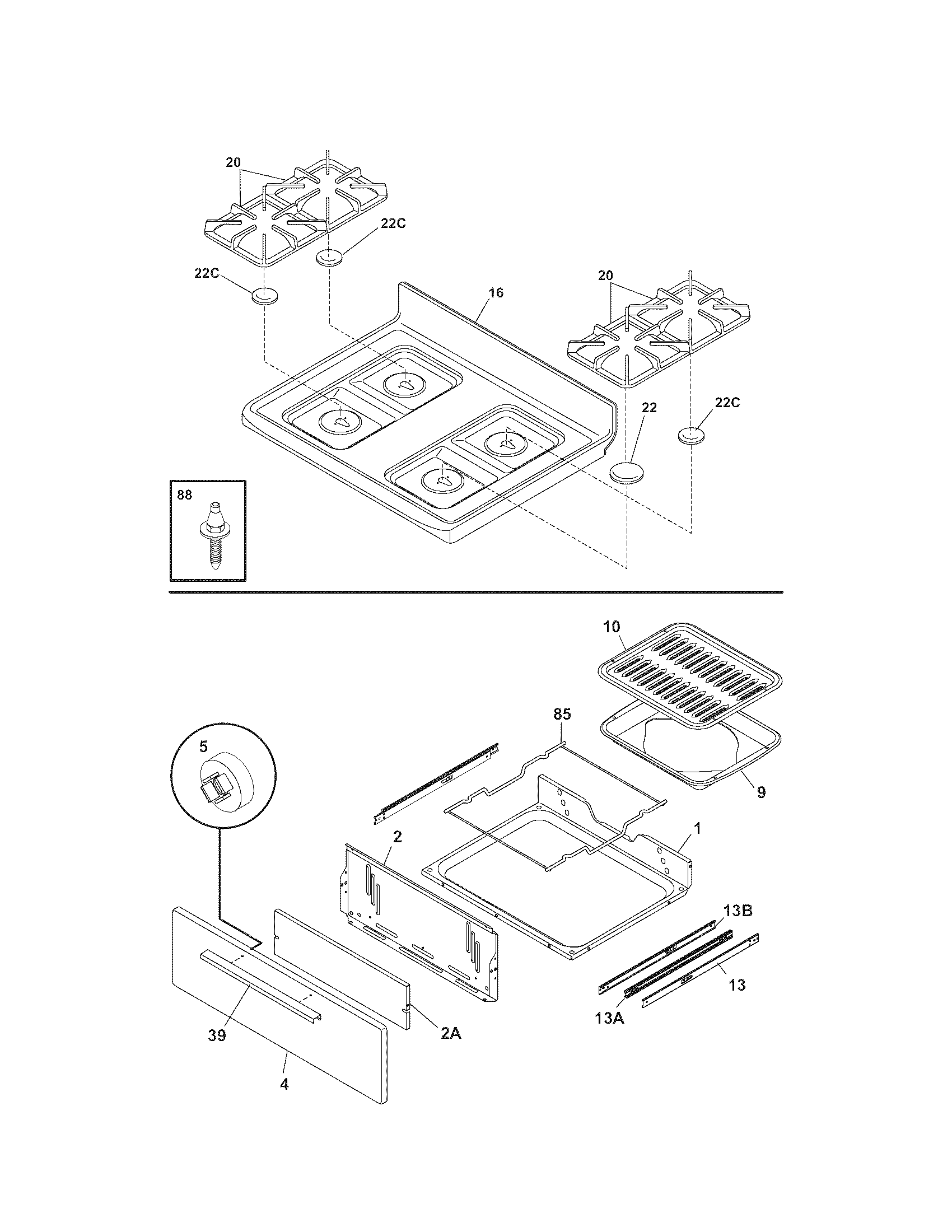 Kenmore 79071211701 top/drawer diagram