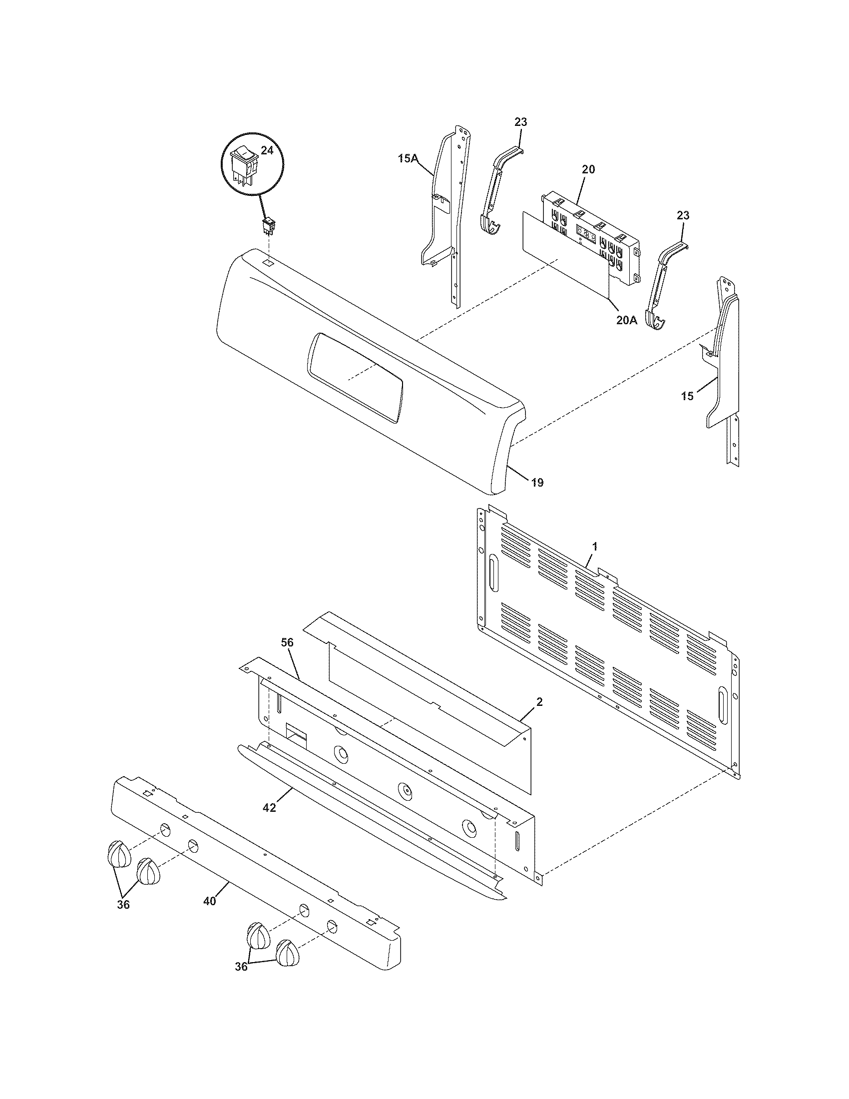 Frigidaire FGF368GQX backguard diagram