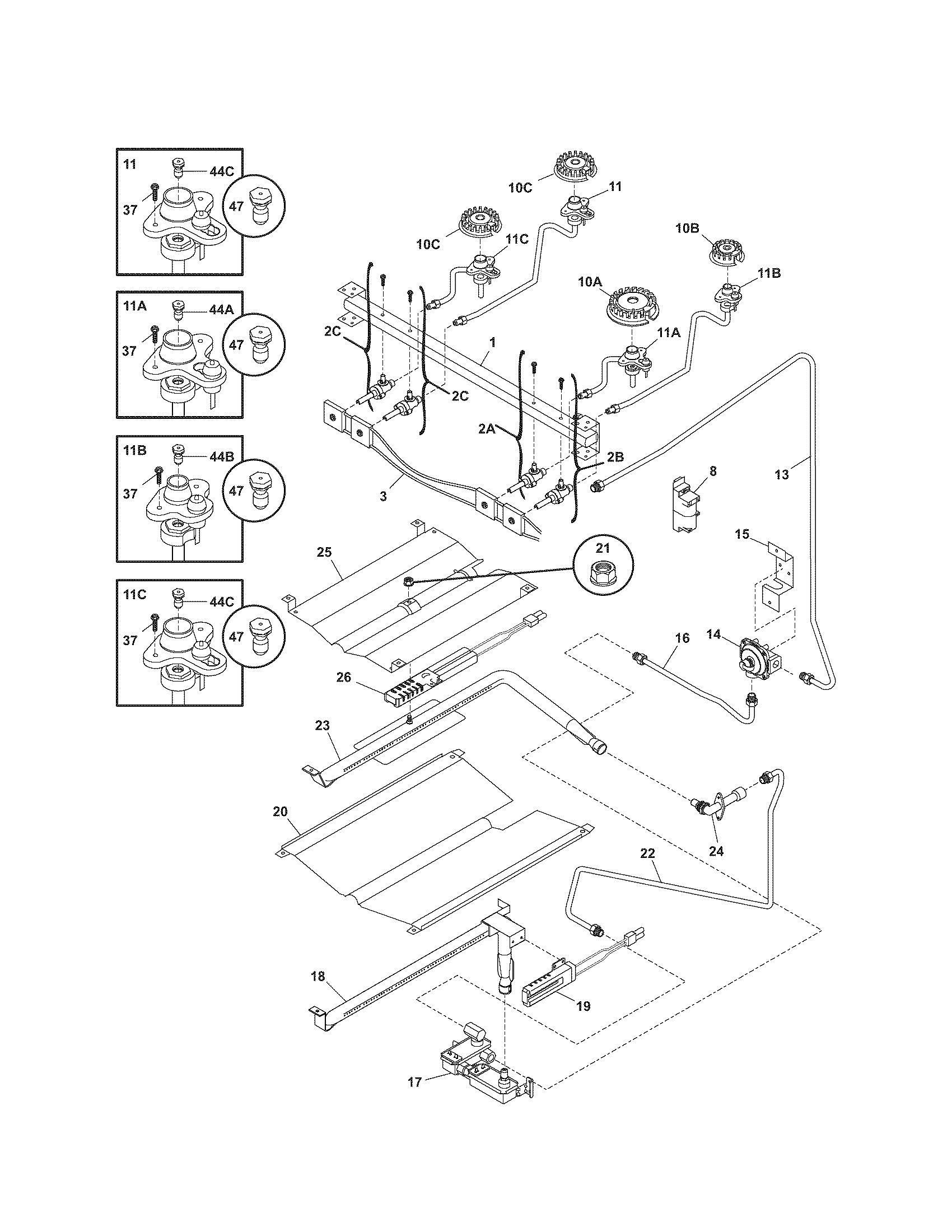 Kenmore 79071343701 burner diagram