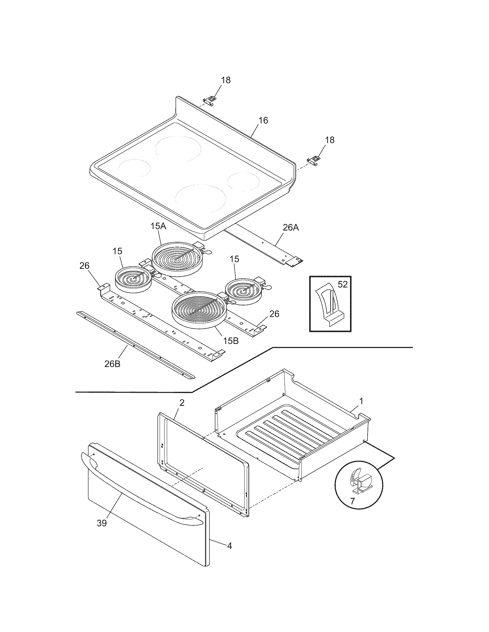 Kenmore 79095033503 top/drawer diagram