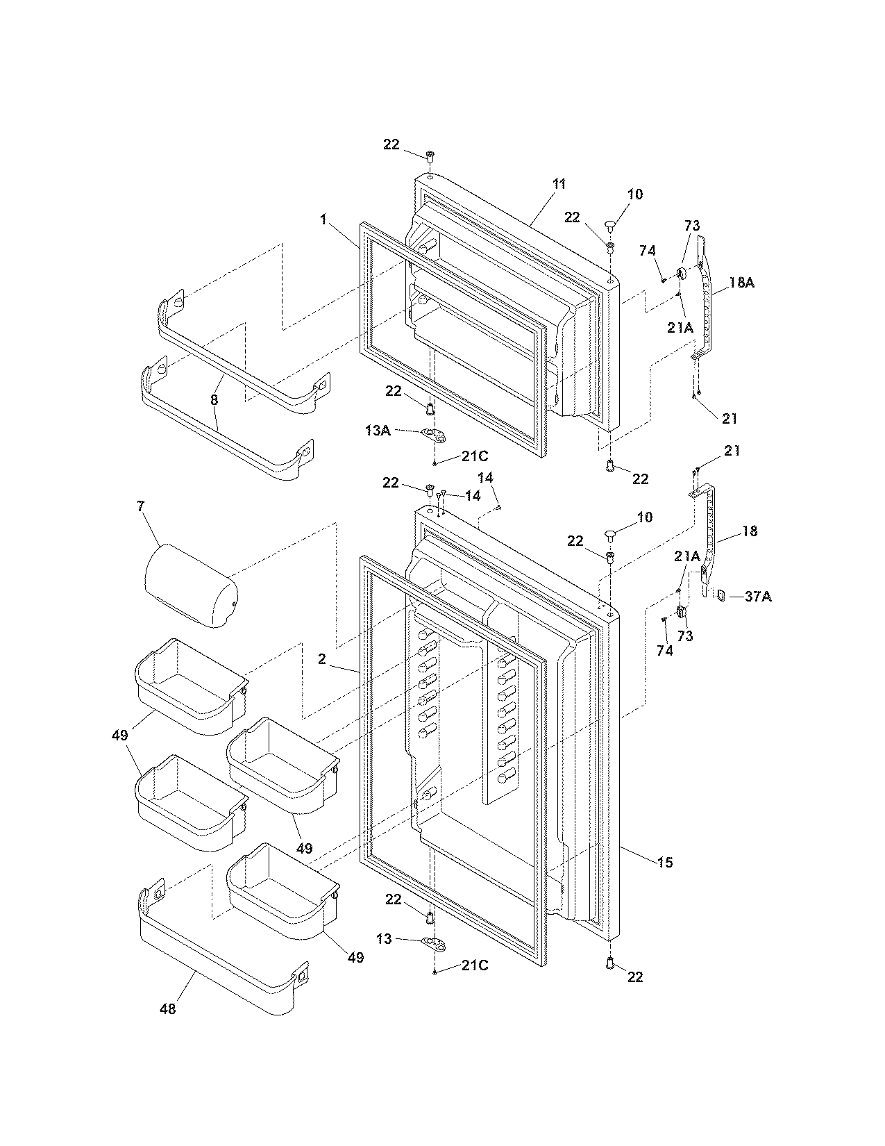 Kenmore 2537787050A door diagram