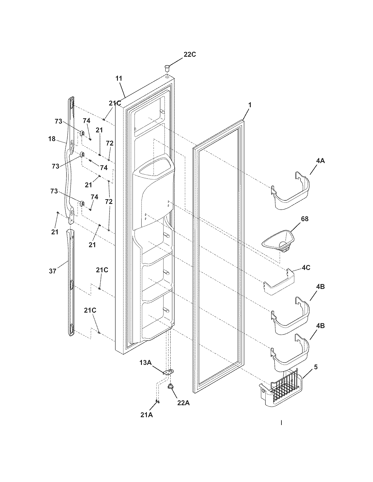 Frigidaire GLHS68EEQ2 freezer door diagram