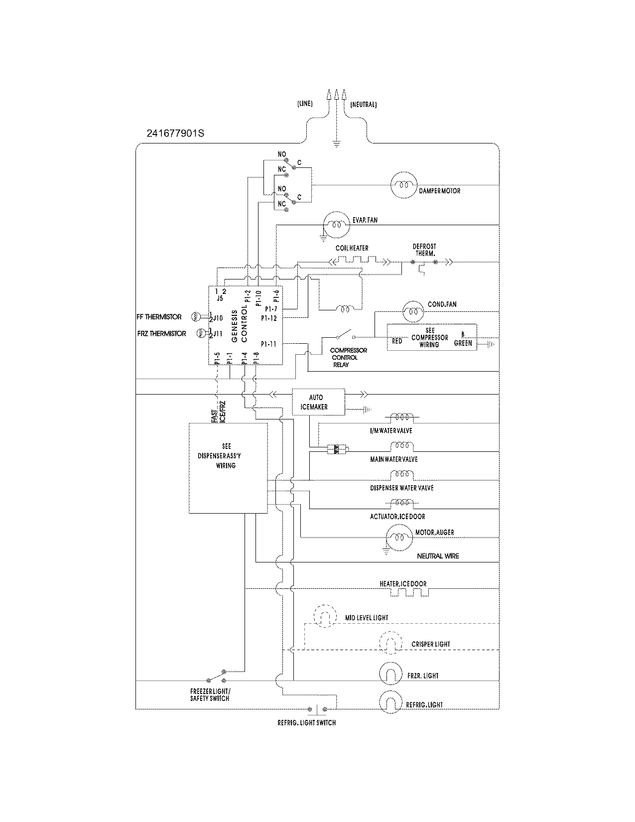 Frigidaire GLHS68EEPW4 wiring schematic diagram