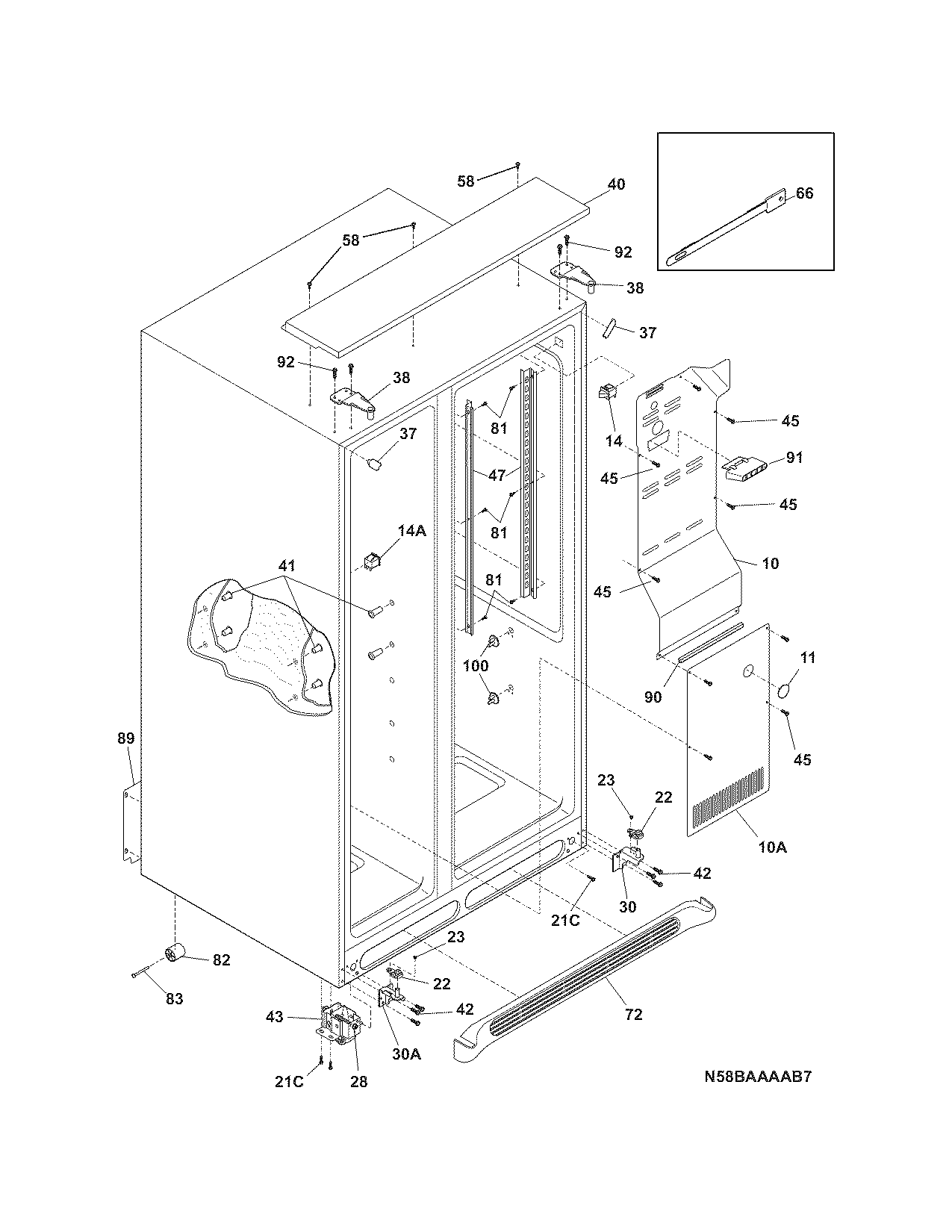 Frigidaire GLHS68EJPW0 cabinet diagram