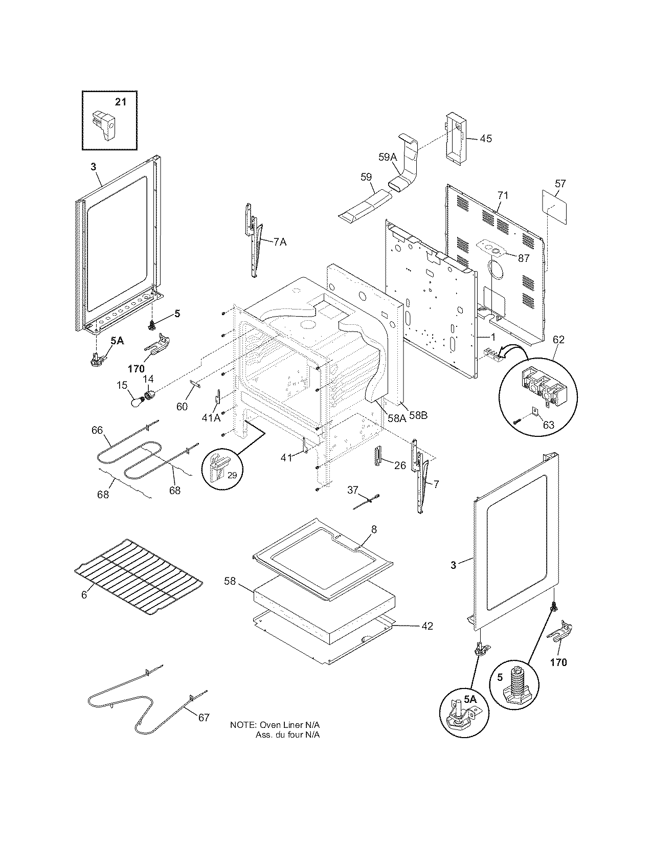 Frigidaire FEF336FMB body diagram