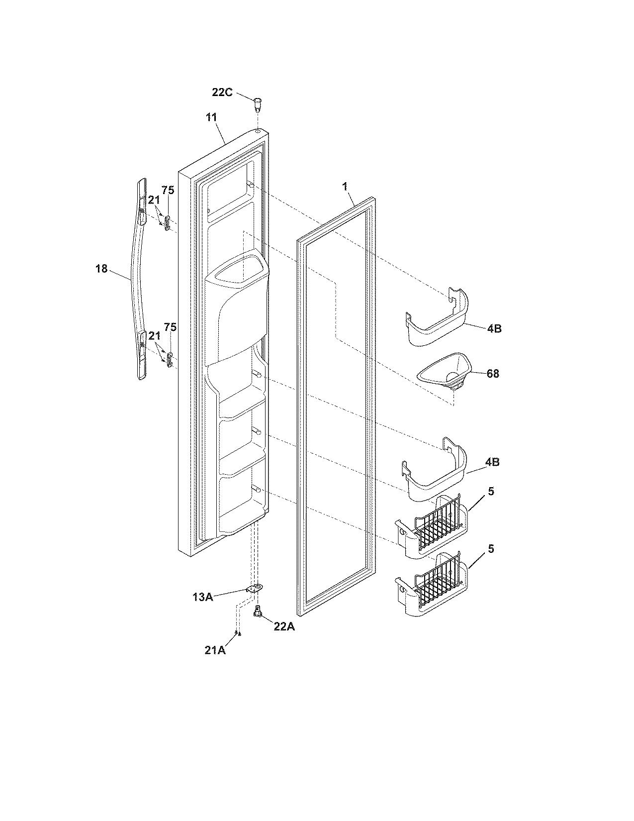 Frigidaire LECR23EFE0 freezer door diagram