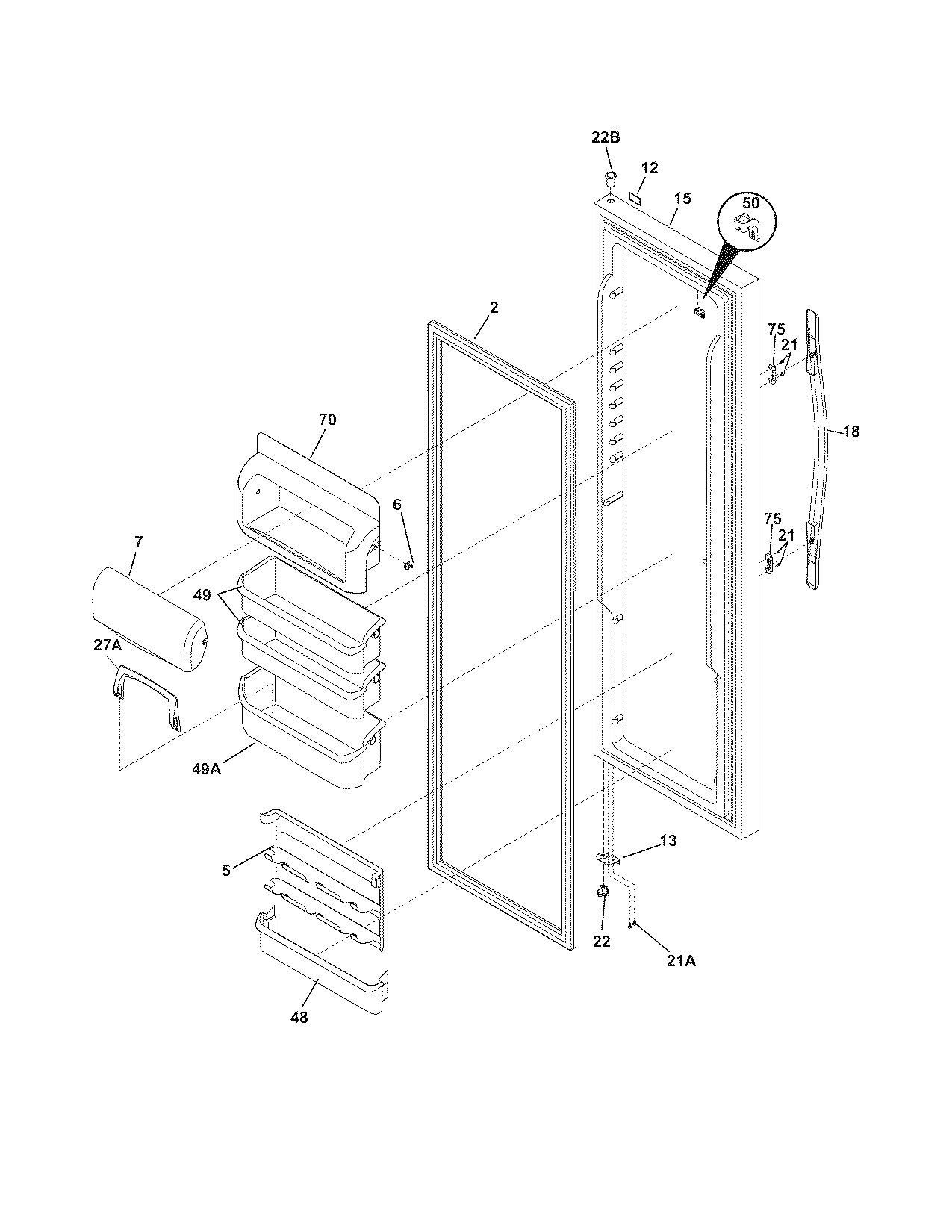 Frigidaire LECR23EFE0 refrigerator door diagram