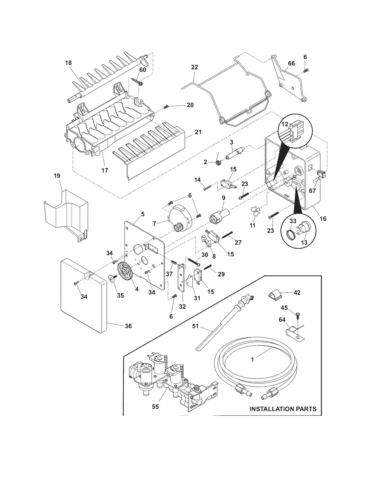 Frigidaire LECR23EFE0 ice maker diagram
