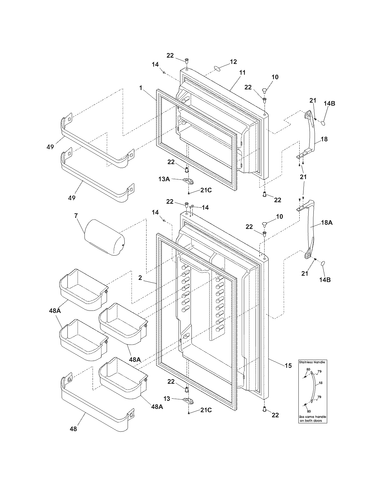 Frigidaire GLHT214TJW0 door diagram