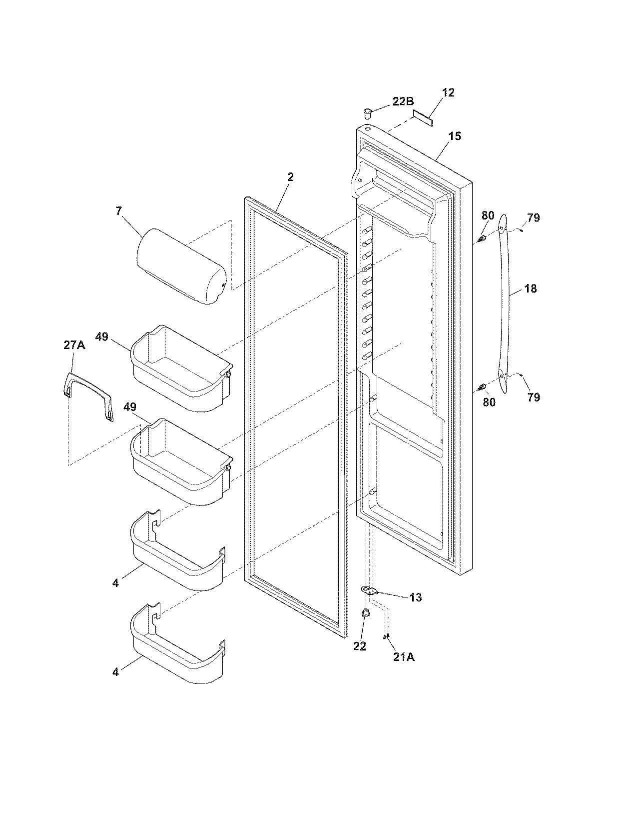 Frigidaire PHSB67EJSB0 refrigerator door diagram