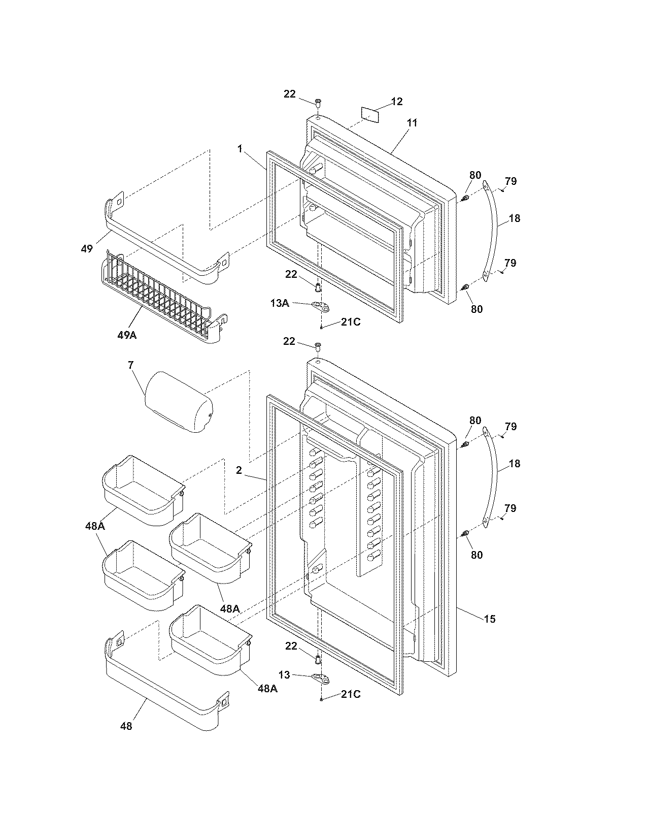 Frigidaire PHT189JKM0 door diagram