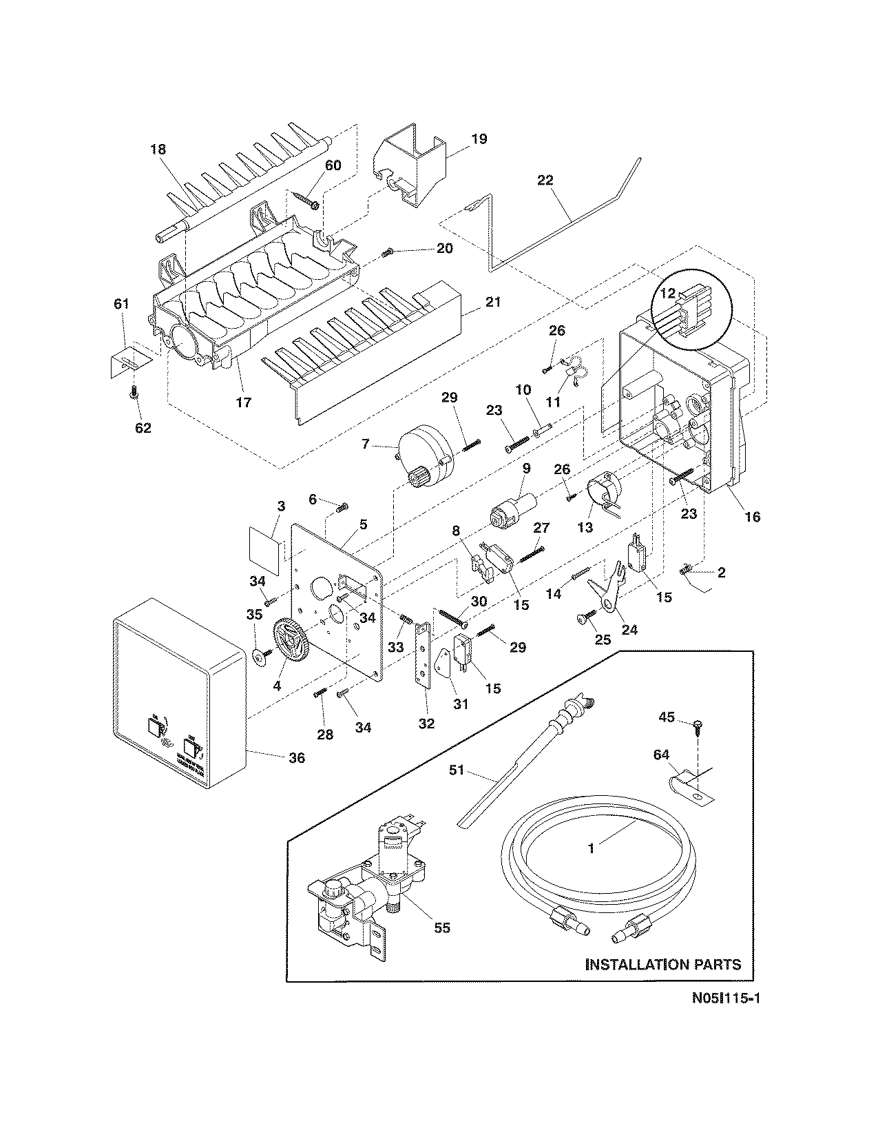 Frigidaire PHT189JKM0 ice maker diagram