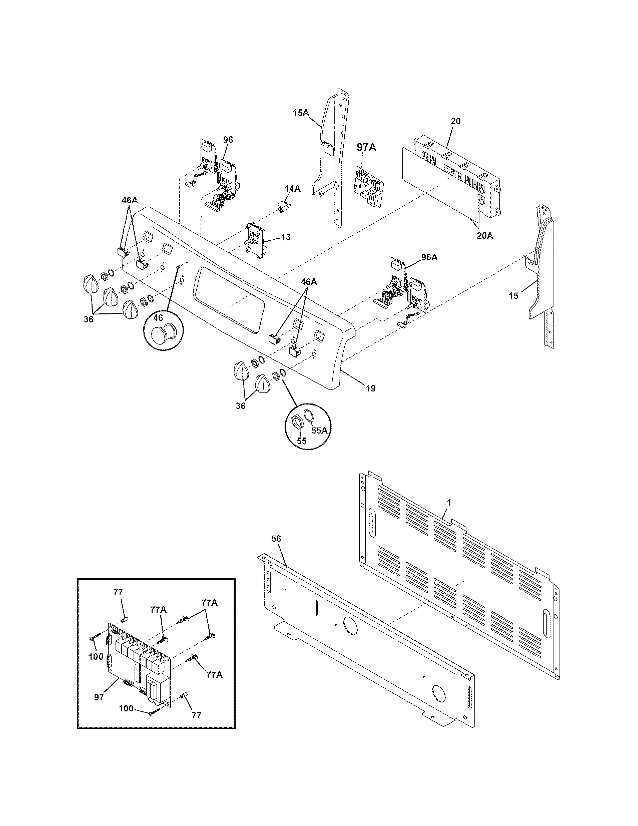 Frigidaire CGLEFM97DSK backguard diagram