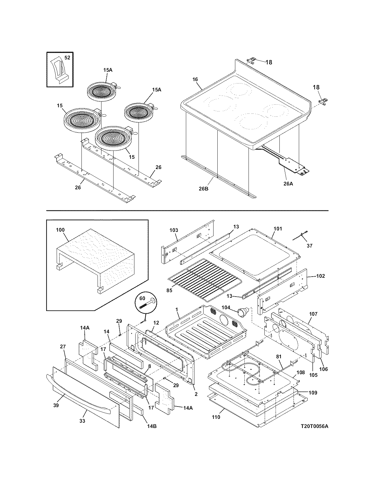 Frigidaire CGLEFM97DSK top/drawer diagram