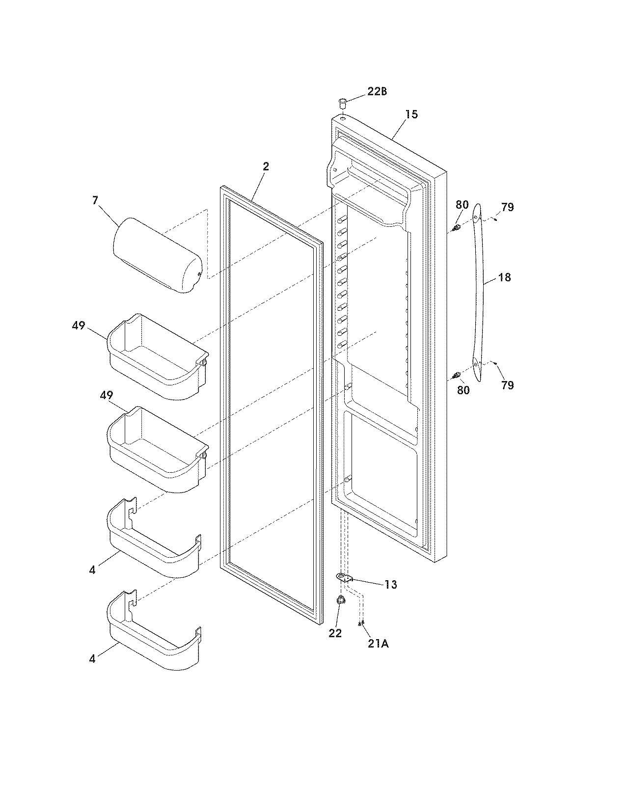 Frigidaire FRSH6KR5JW0 refrigerator door diagram