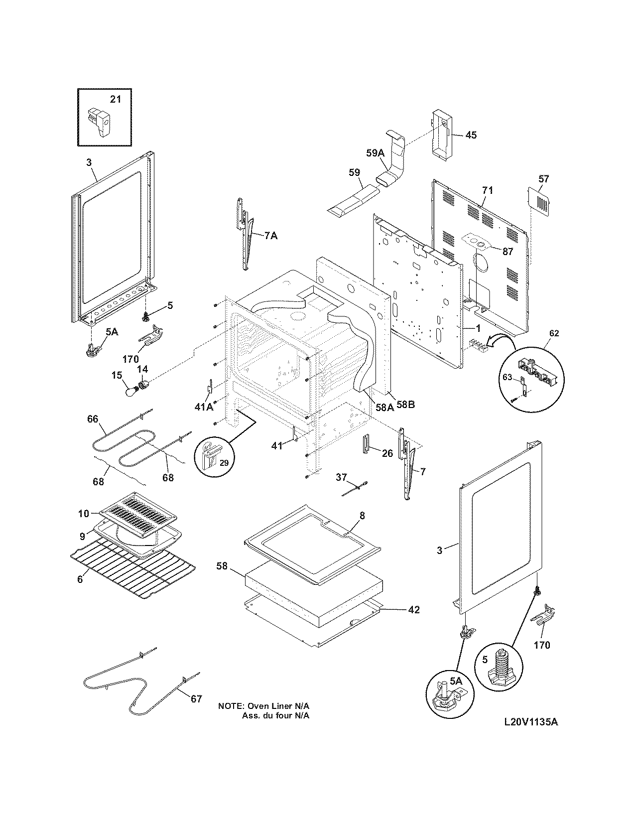 Frigidaire FEF336ECX body diagram