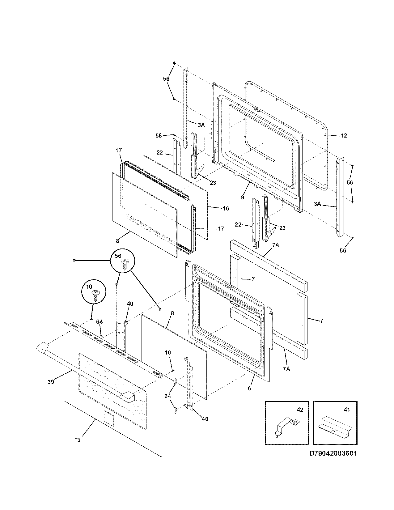 Kenmore Pro 79041003603 door diagram