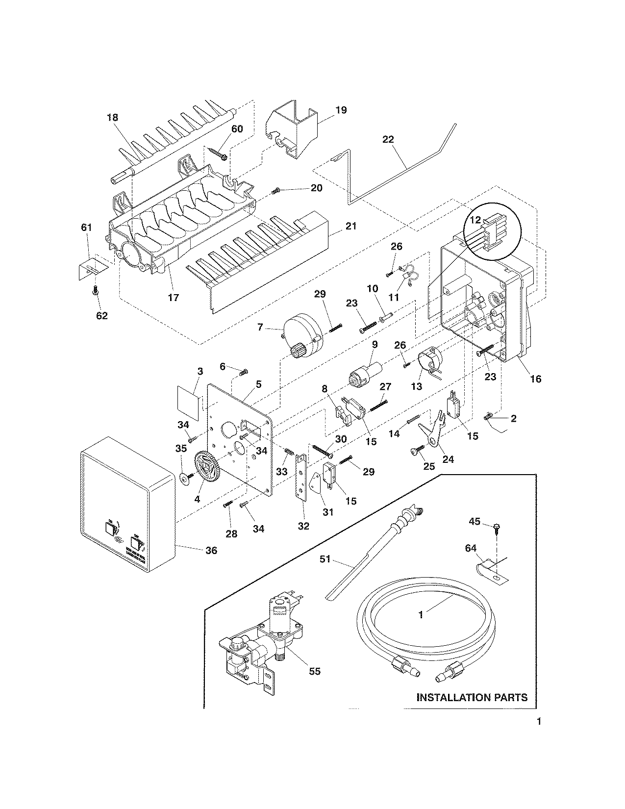 Kenmore 25378189800 ice maker diagram