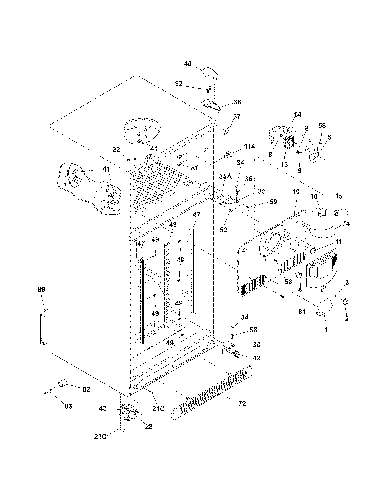 Kenmore 25377969800 cabinet diagram