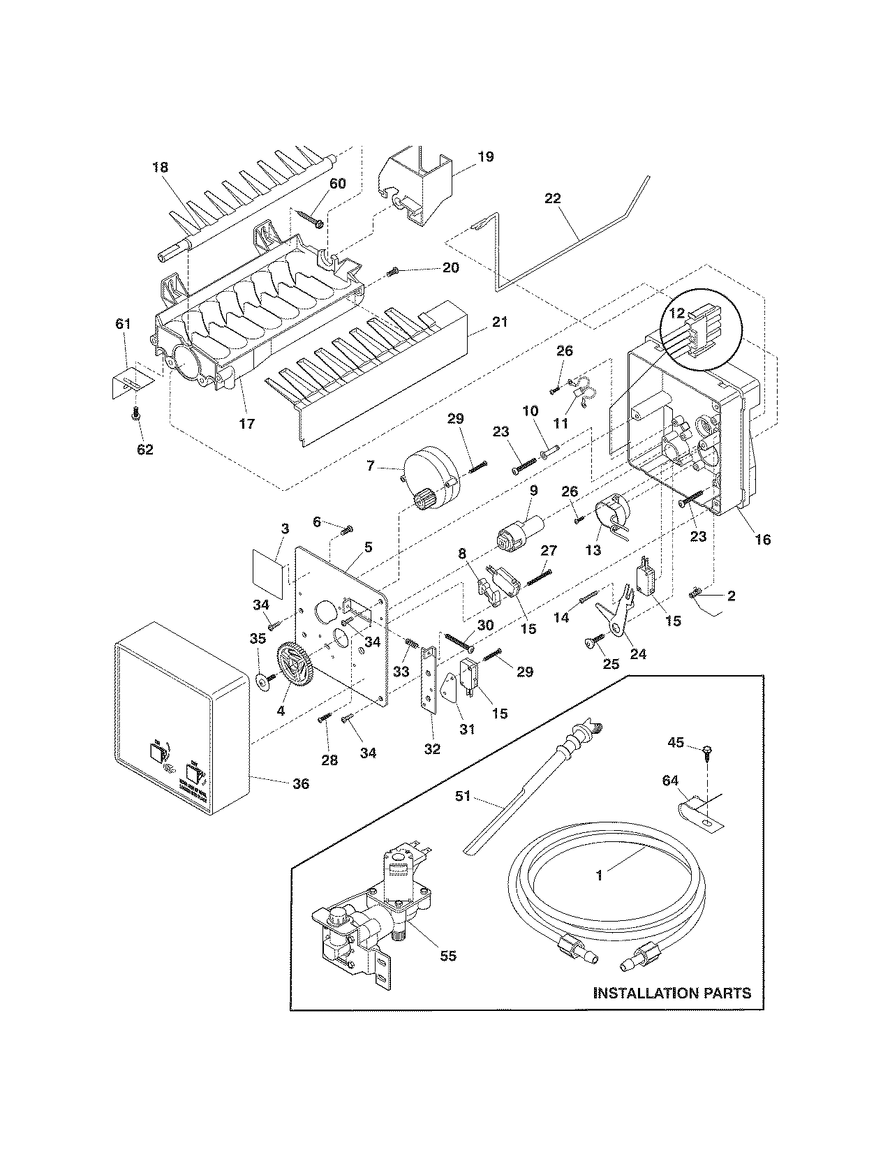 Kenmore 25377969800 ice maker diagram