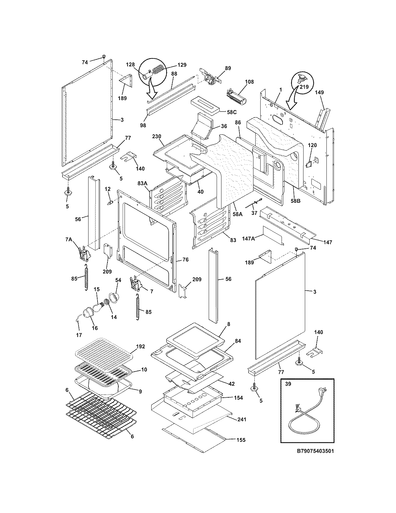 Frigidaire PLGF659GCA body diagram