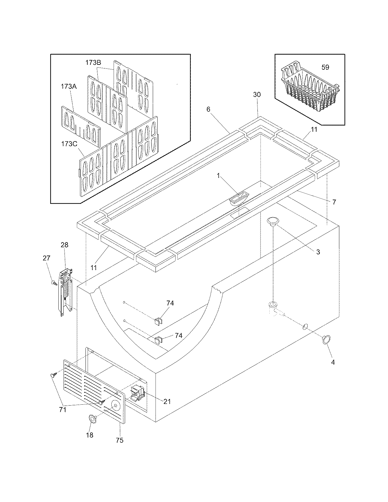 Frigidaire GLFC2027FW5 cabinet diagram