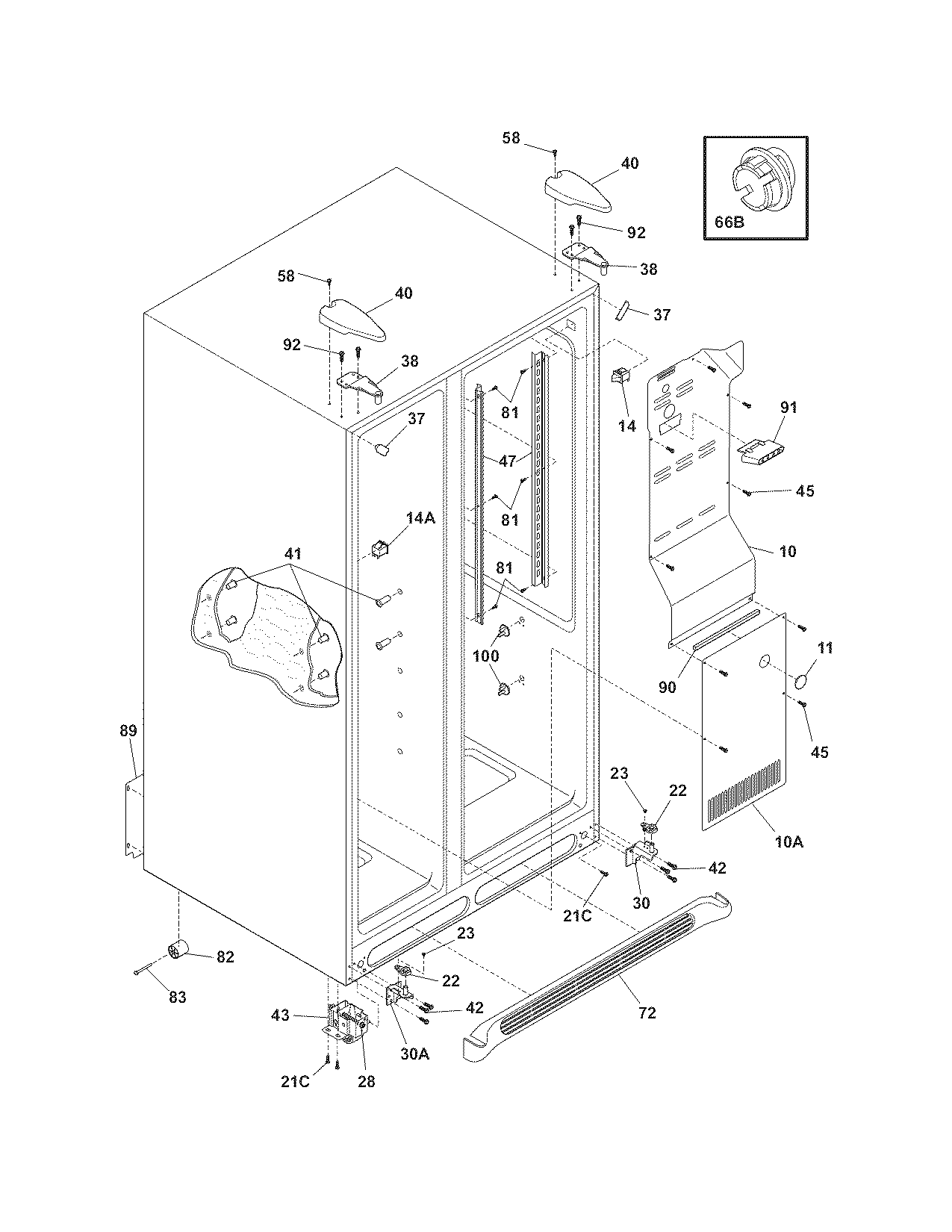 Frigidaire PHS6LE6HSB3 cabinet diagram