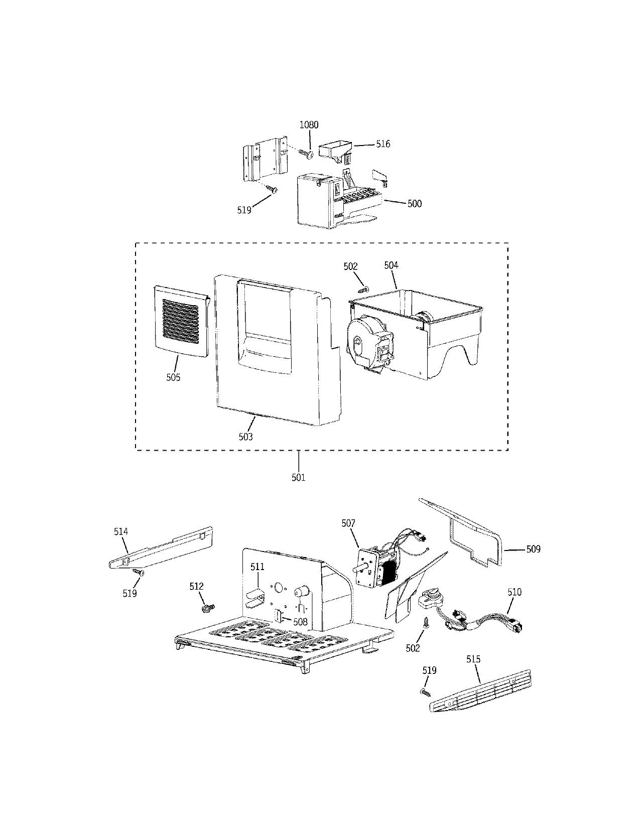 Electrolux E42BS75ETT ice maker/dispenser diagram