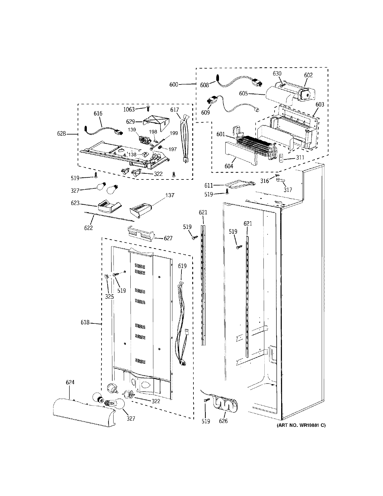 Electrolux E42BS75ETT cabinet-fresh food/refr diagram