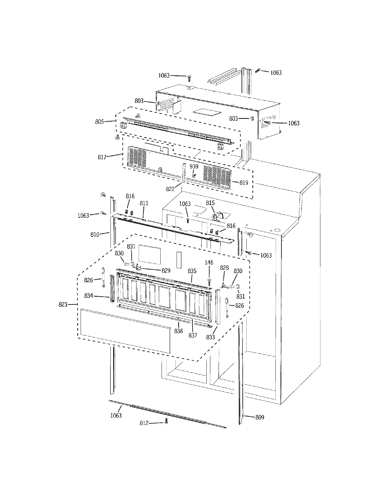 Electrolux E42BS75ETT cabinet upper diagram