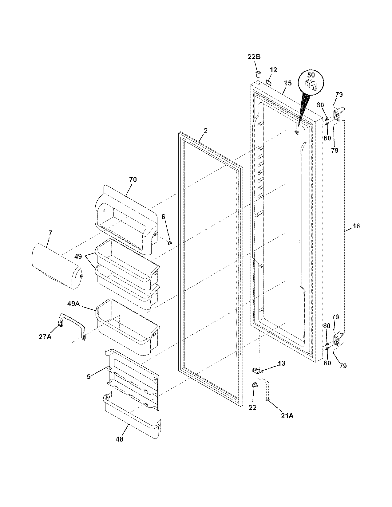 Electrolux E23CS78GPS4 refrigerator door diagram