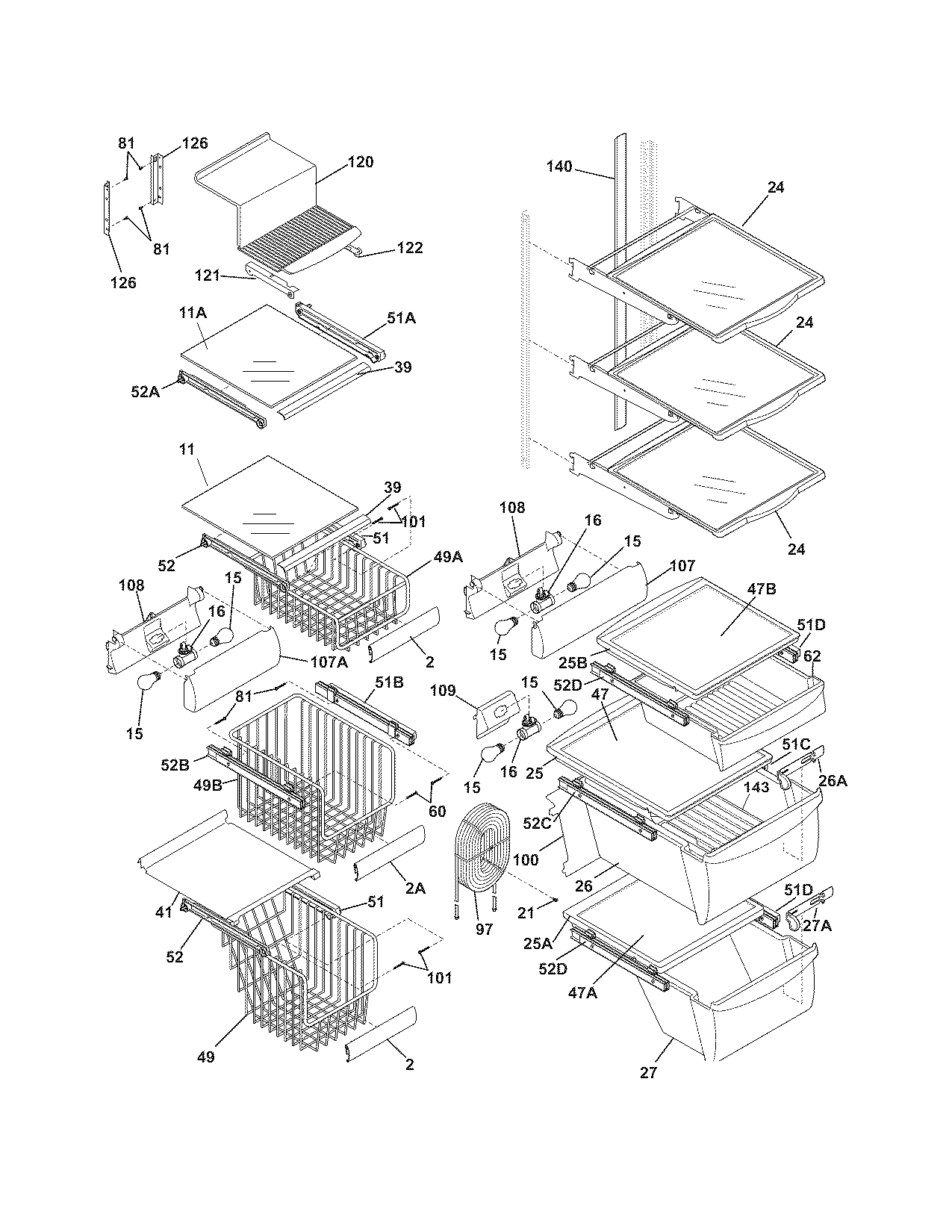 Electrolux E23CS78GPS4 shelves diagram