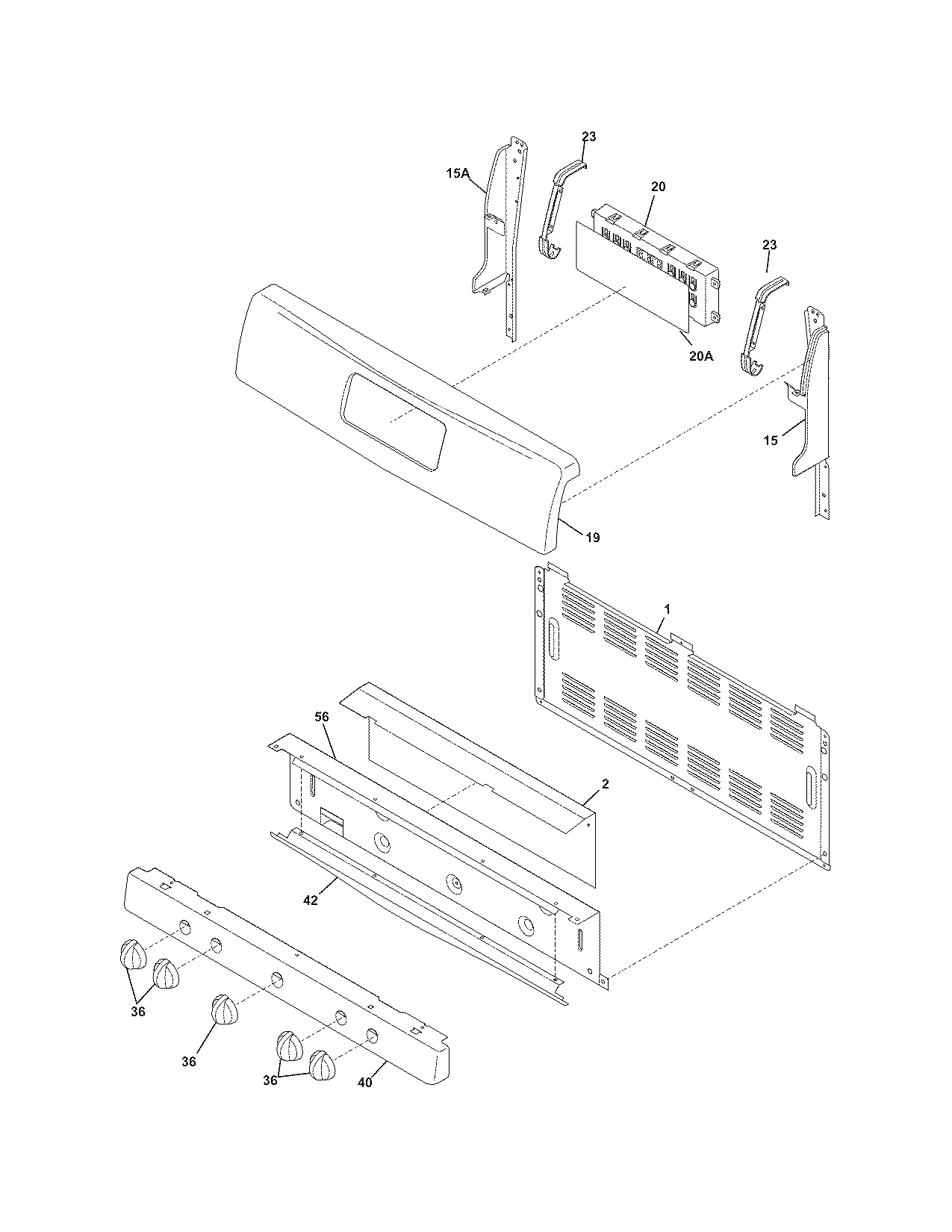 Frigidaire CGLGF389GSA backguard diagram