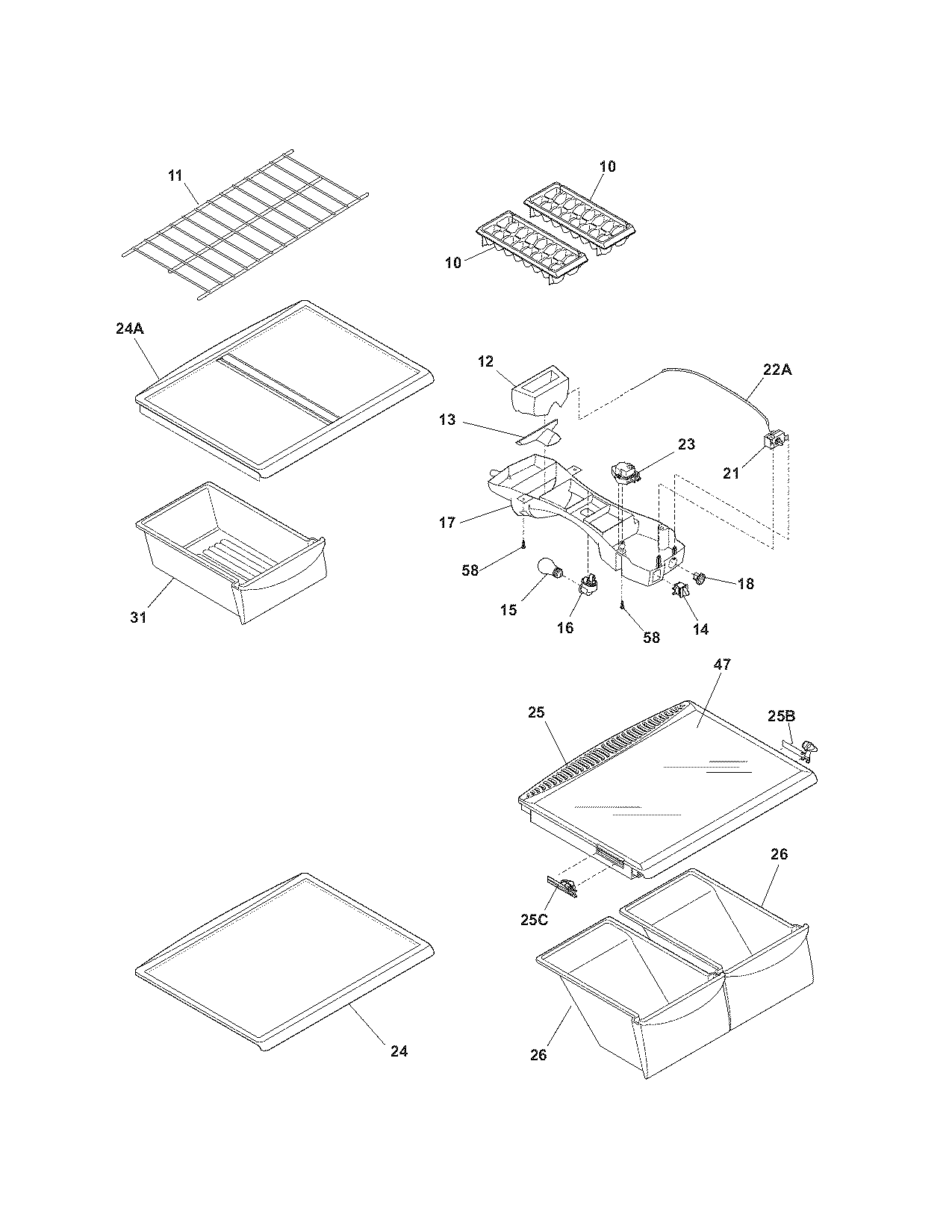Kenmore 25368172800 shelves diagram