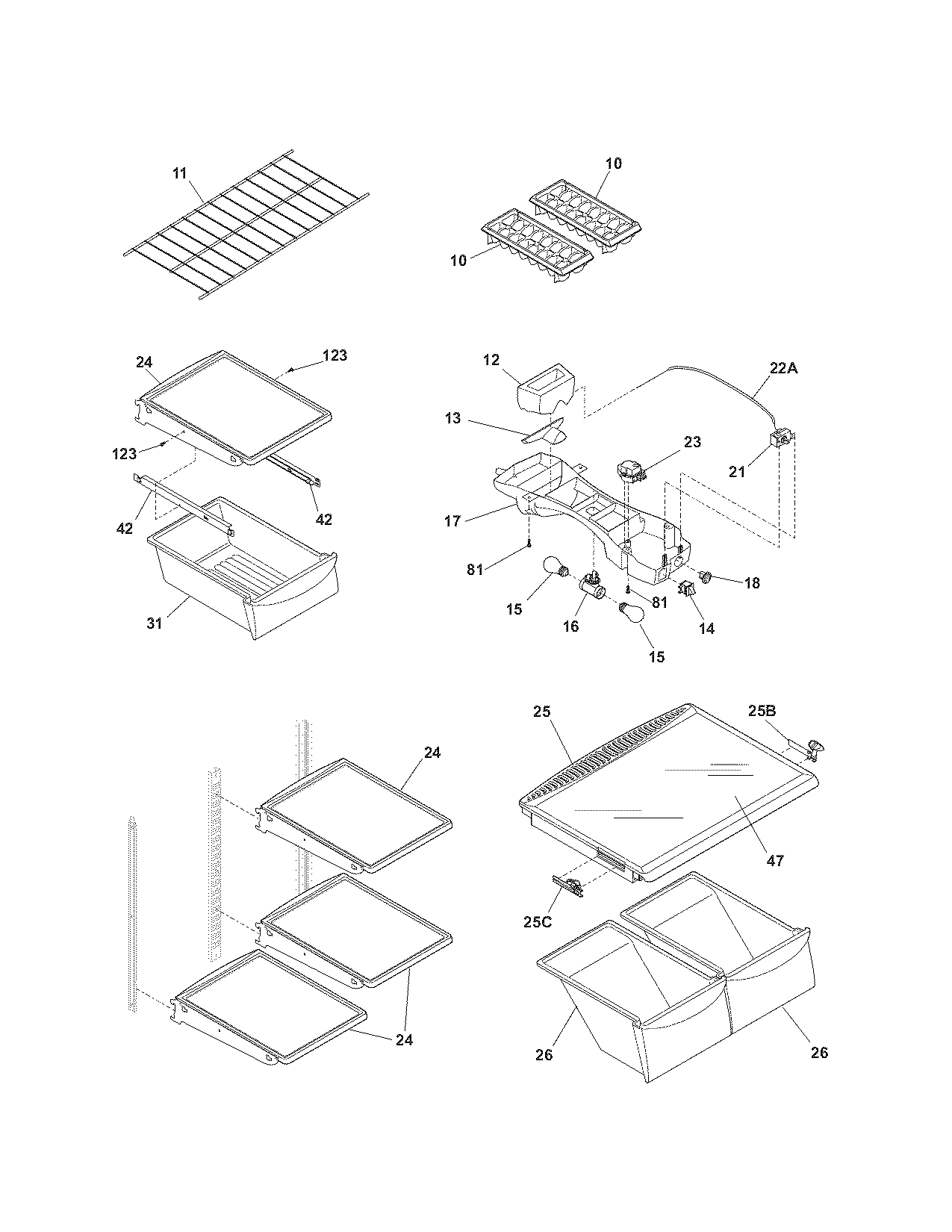Kenmore 25368232800 shelves diagram