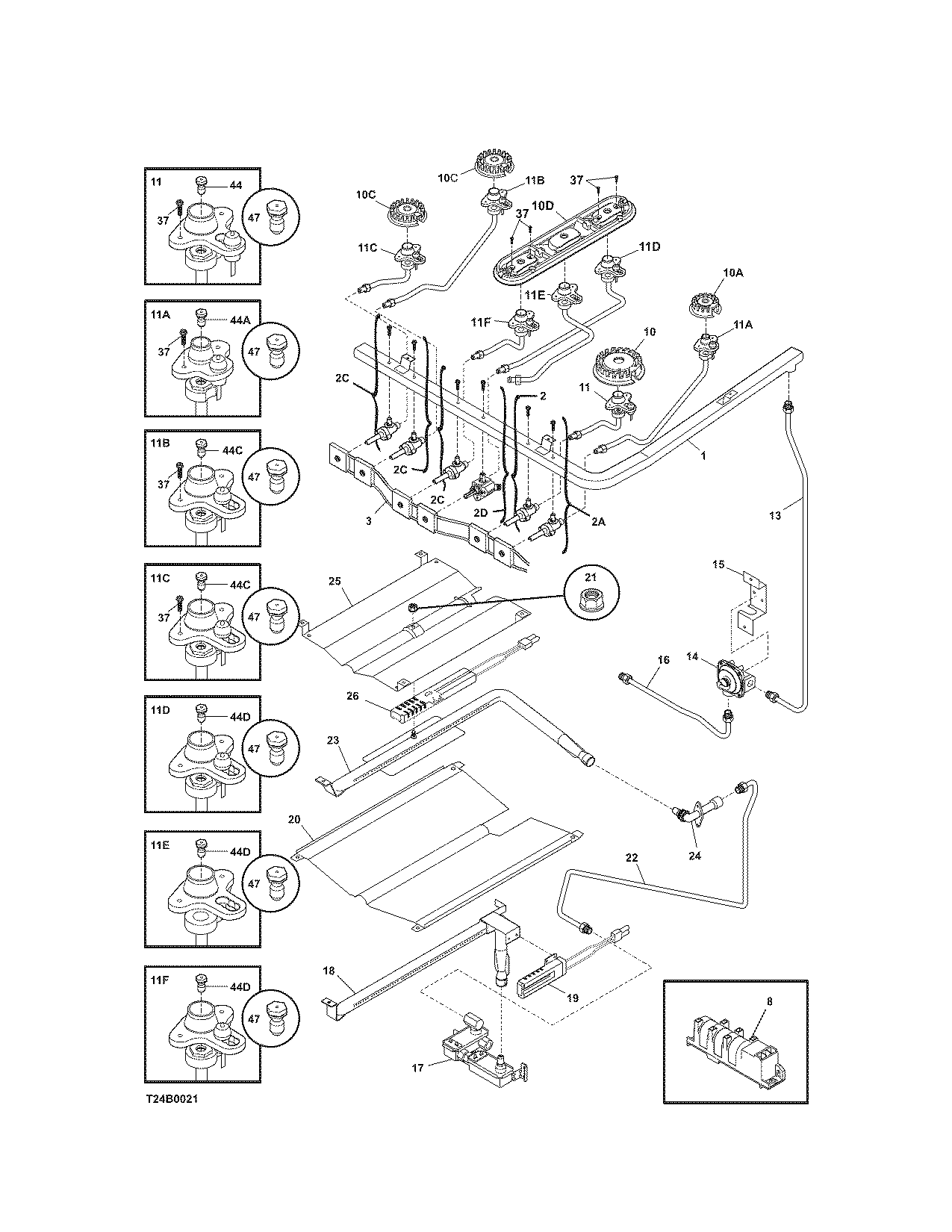 Kenmore 79078869800 burner diagram