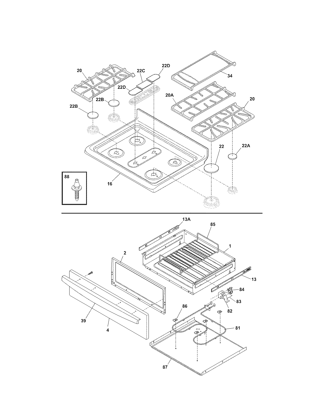 Kenmore 79078869800 top/drawer diagram