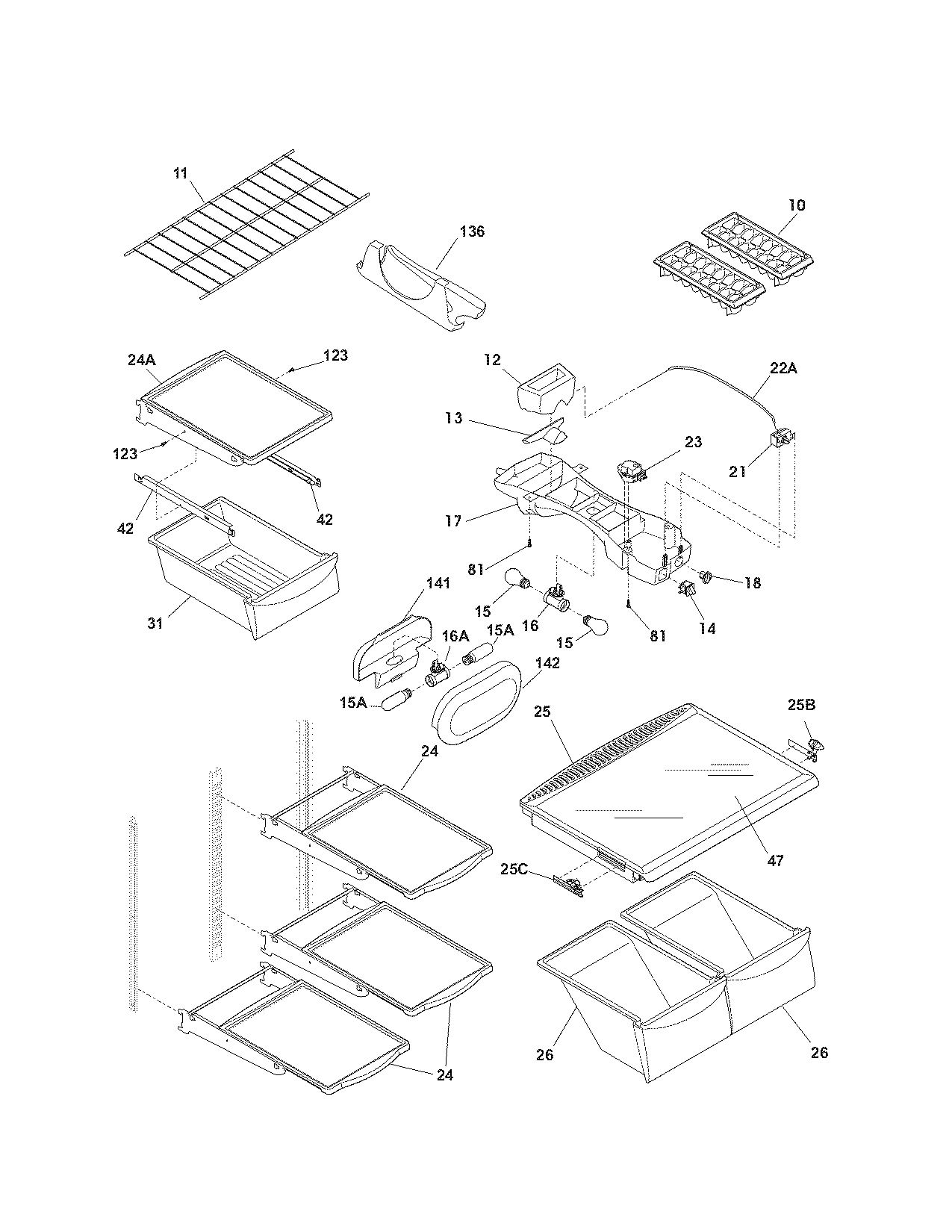 Kenmore 25367952800 shelves diagram