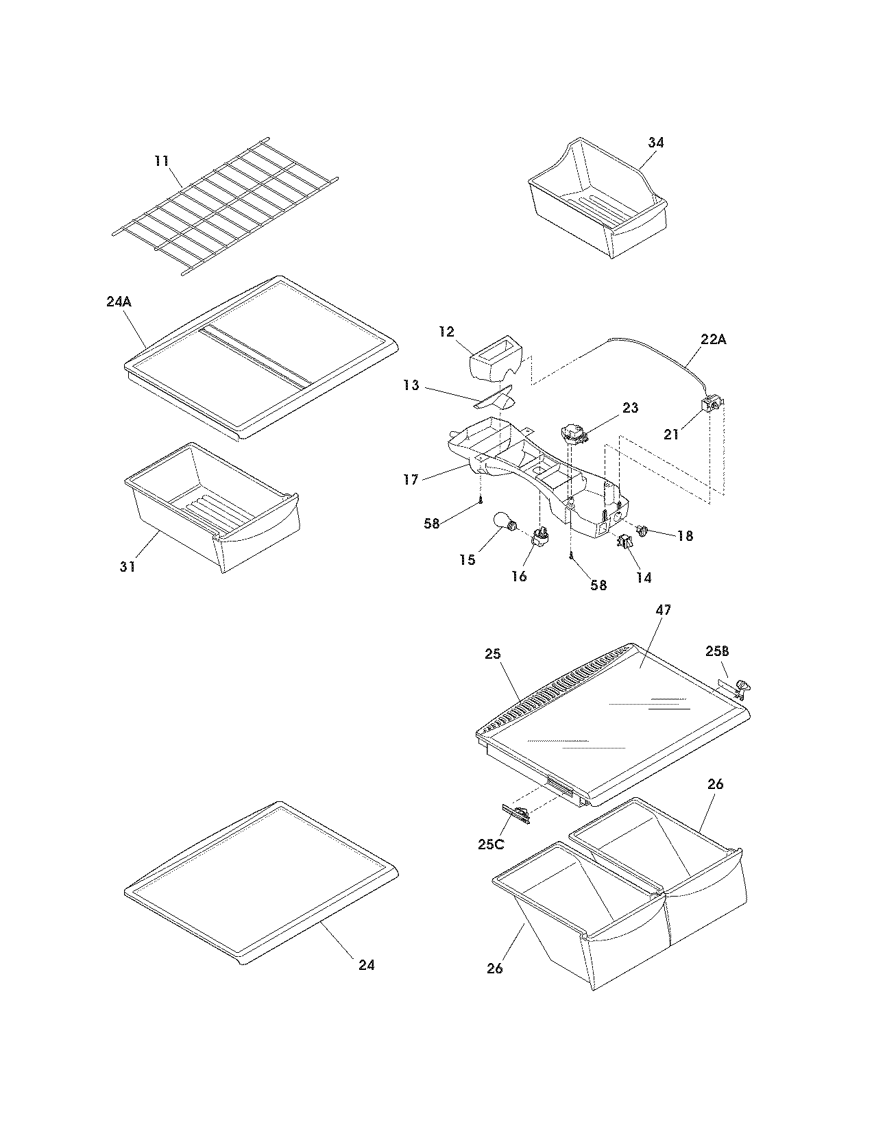 Kenmore 25378974800 shelves diagram