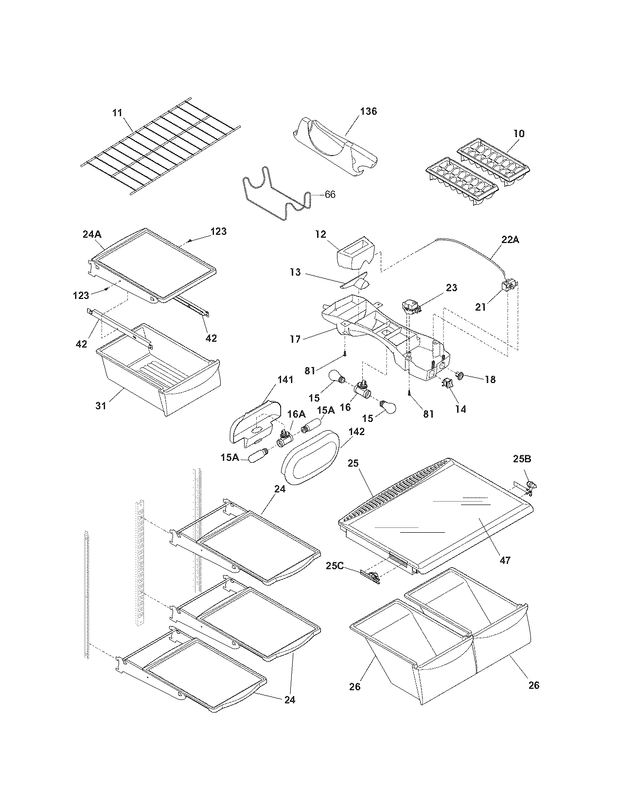 Kenmore 25368262800 shelves diagram