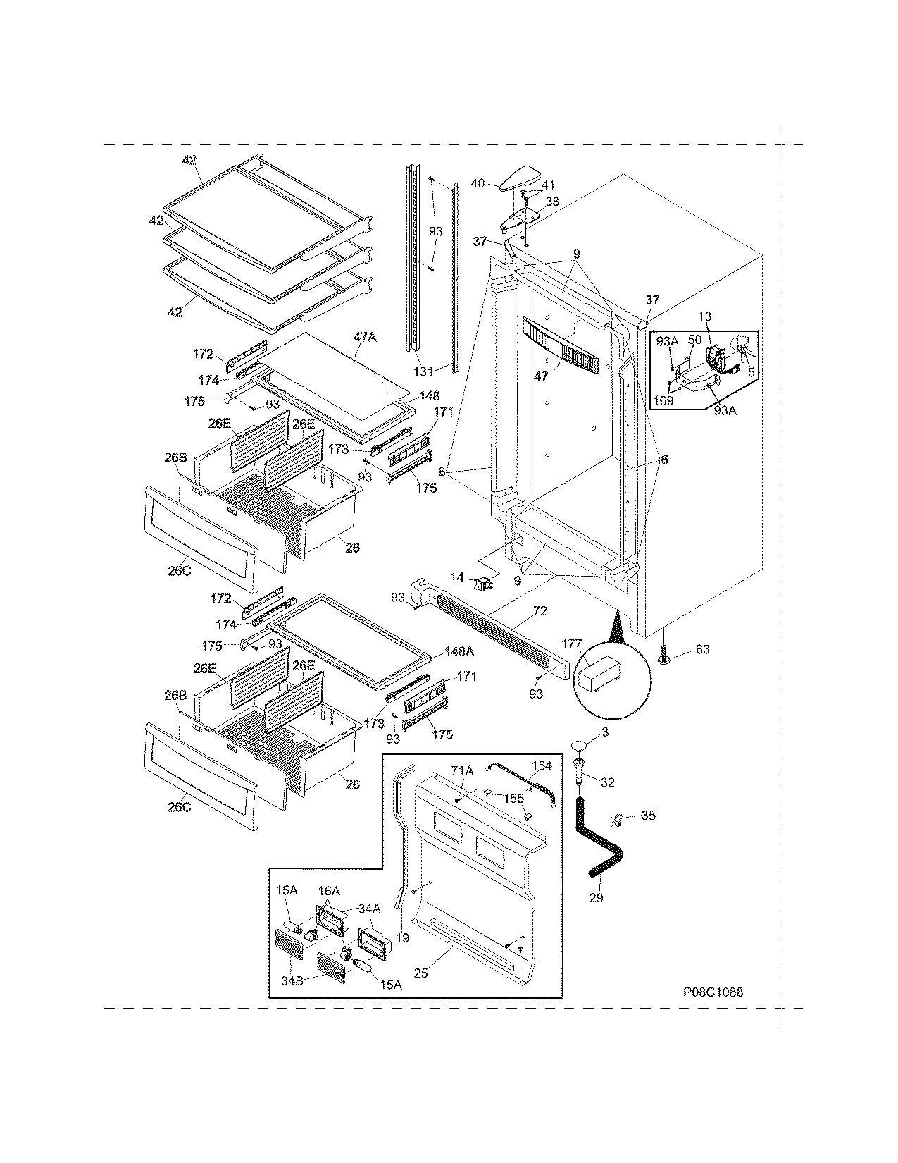 Electrolux E32AF75FPS2 cabinet diagram