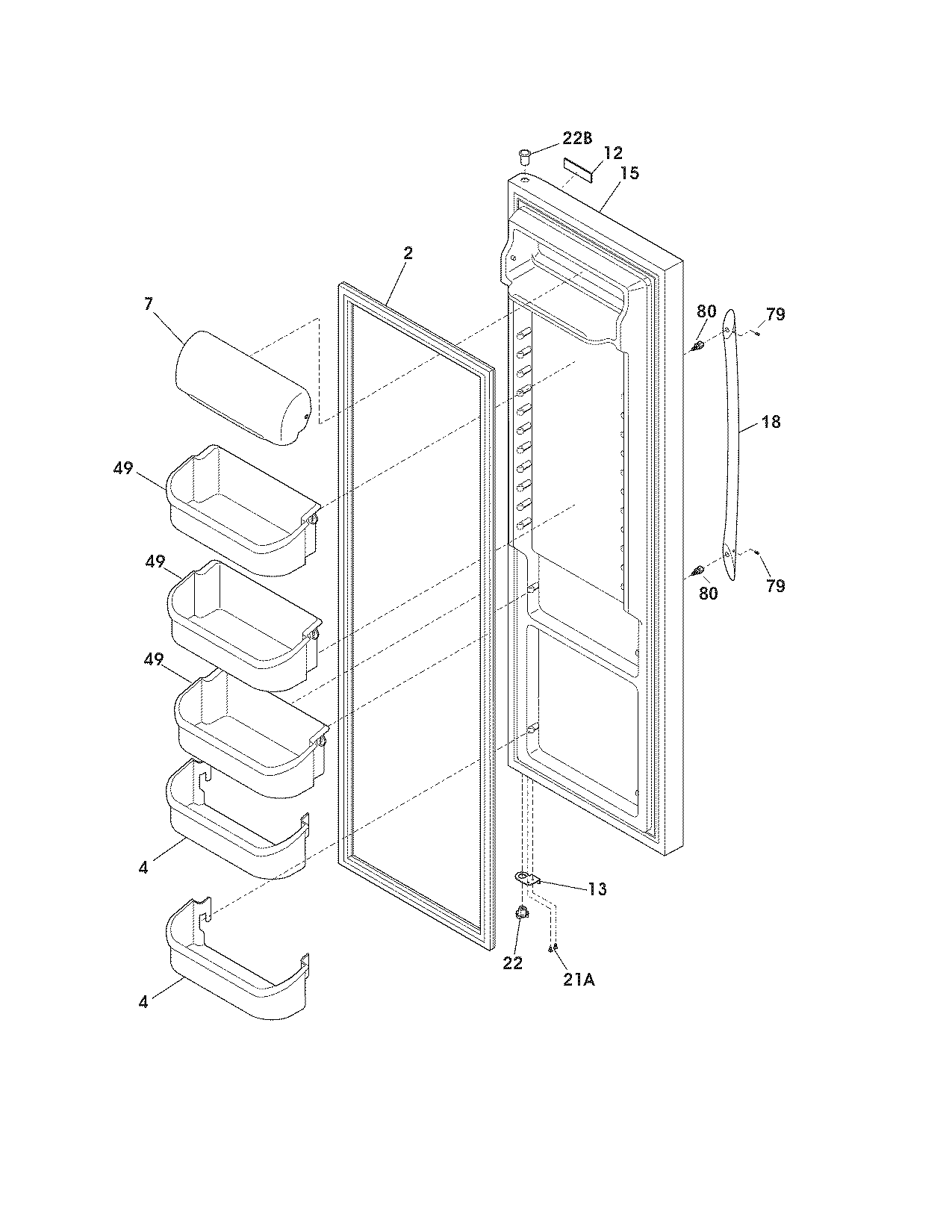 Frigidaire GLHS39EJPB0 refrigerator door diagram