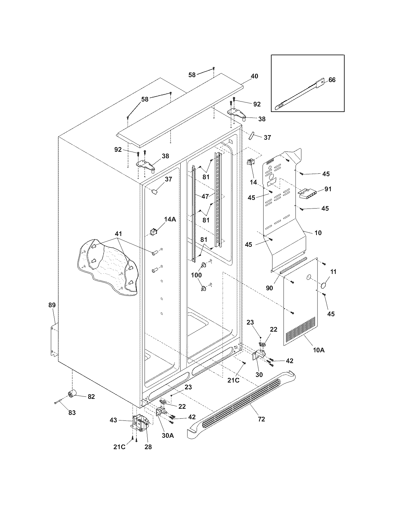 Frigidaire GLHS39EJPB0 cabinet diagram