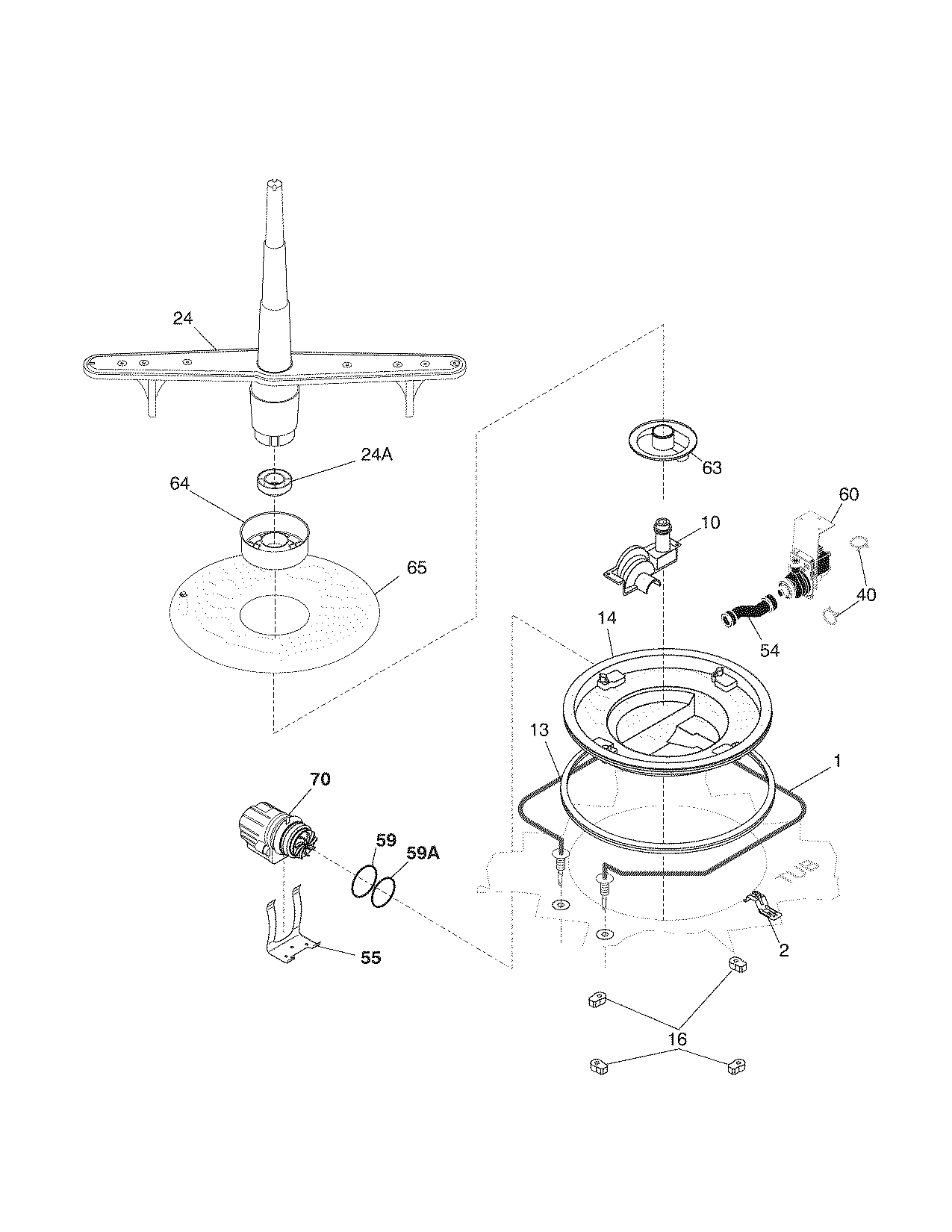 Kenmore 58714143405 motor & pump diagram
