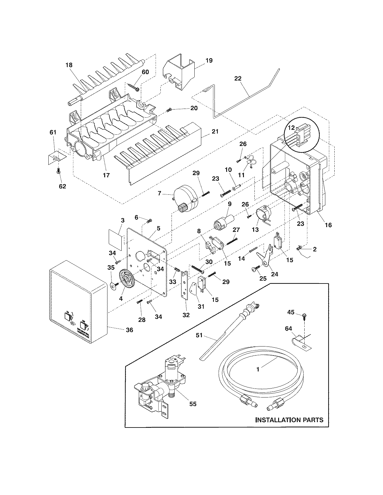 Frigidaire FRT21IL4FW5 ice maker diagram