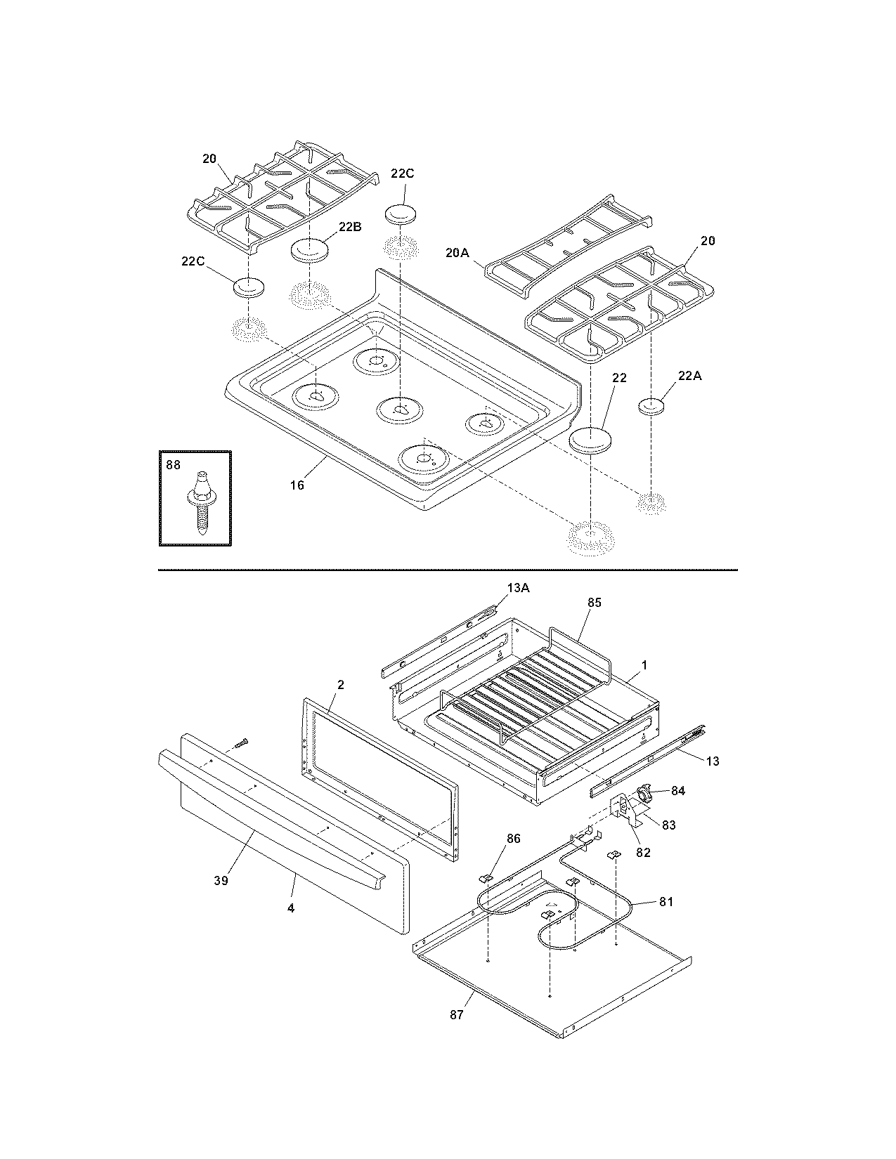 Kenmore 79078822402 top/drawer diagram