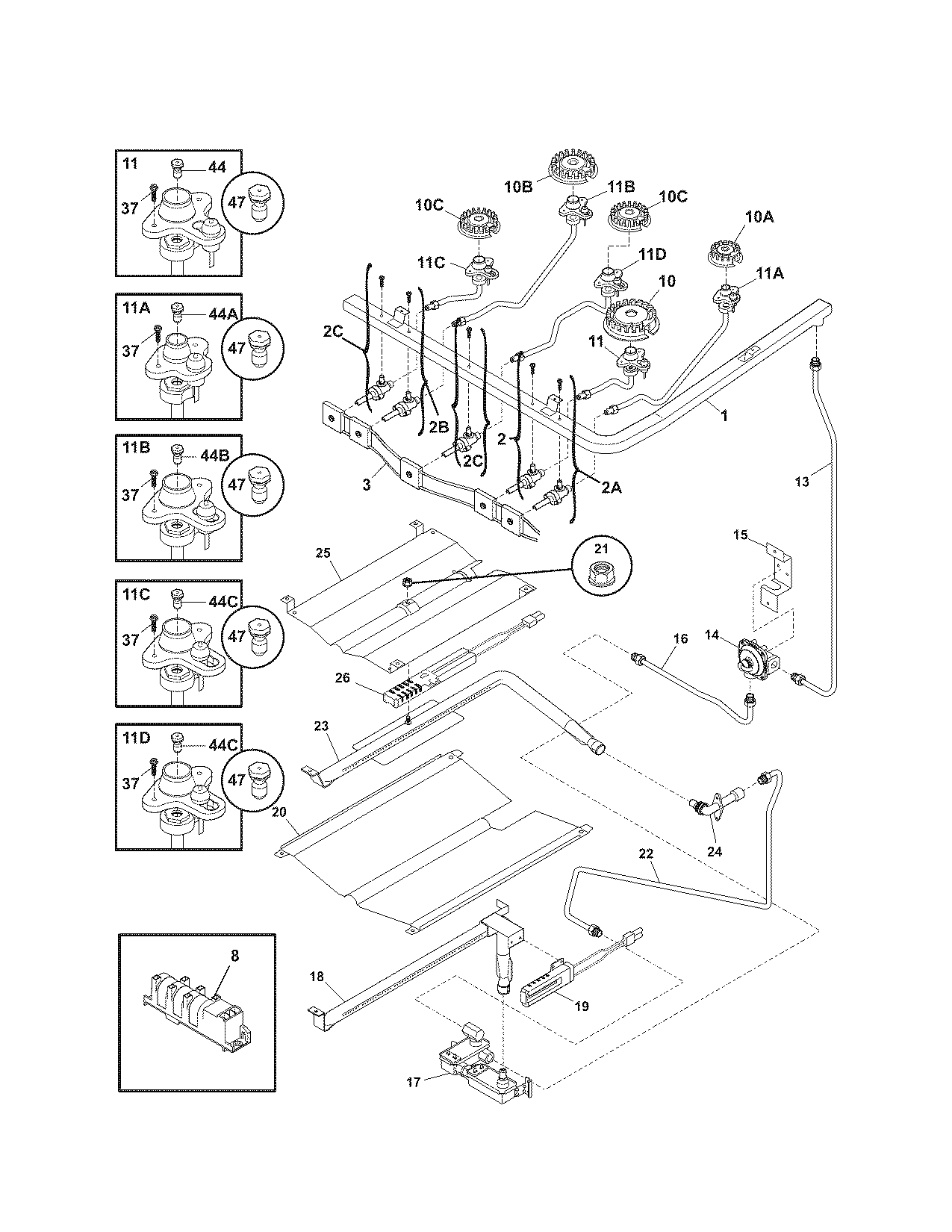 Kenmore 79078824405 burner diagram