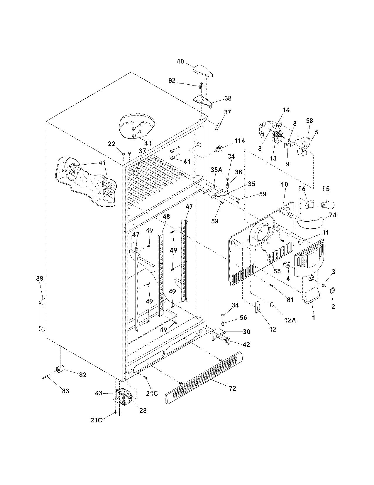 Kenmore 25367962800 cabinet diagram