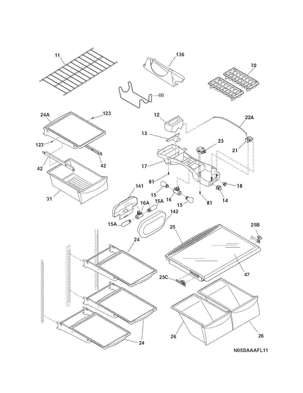 Kenmore 25367962800 shelves diagram
